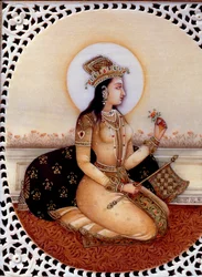 Miniatűr festmény elefántcsontra Mumtaz Mahal hercegnőről, Shah Jahan mogul császár feleségéről