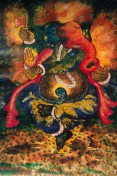 Miniatűr festmény Ganesh Ganpati Isten papíron