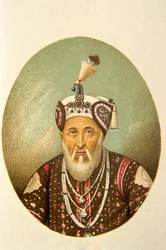 Akbar sah mogul császár portréja, India
