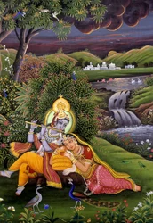 Radha Krishna miniatűr festmény