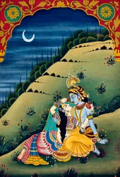 Radha Krishna miniatűr festmény papírra