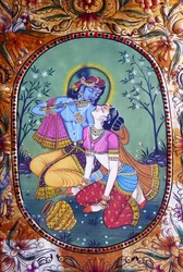 Radha Krishna miniatűr festmény papírra