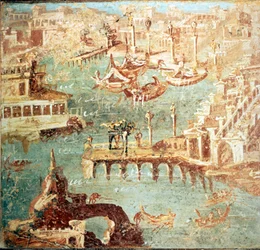 Pozzuoli kikötője Nápoly közelében. Museo Nazionale di Napoli