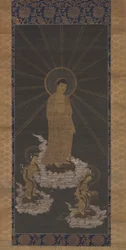 Amida vagy Raigo leszármazása, Muromachi időszak 1333-1568 körül (tinta a ruhán)
