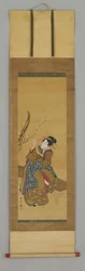Ukiyoe, woman seated on bench
