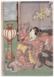 Yoshitoki felesége, Shiraume (színes fametszet)