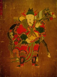 A pokol küldötte lóval, festmény kendertekercsen, Joseon-korszak (Choseon, Choson) (1392-1910), Korea. Szöuli Nemzeti Múzeum, Koreai Köztársaság