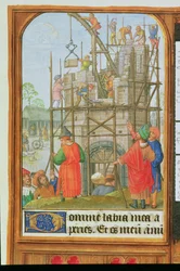 Add hozzá 35313 f.34 Bábel torony épülete, Bruges vagy Gent, 1500 körül (vellum)