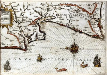 A Sagres-fok (vagy Szent-fok) Portugália végén Luca J. Waghenaer Treesor zeevaert portulánja után, amelyet Leidenben nyomtattak 1592-ben