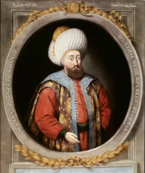 Oszmán Birodalom: I. Bajazid, a negyedik oszmán szultán portréja, akit Yıldırımnak (Villámnak) neveztek (1389-1402). Topkapı palota könyvtára, Isztambul