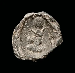 Bulla felirattal, Sasanian-korszak, 4. század (kerámia)