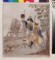 Az 1812-es honvédő háború hősei: Mihail Kutuzov herceg (Goleniscsev Kutuzov) (Goleniscsev-Koutuzov) (1745-1813), G. Platov (?) és Peter Wittgenstein (1769-1843). A Grande Armee-vel az oroszországi invázió idején, parancsnokság alatt