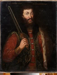 Alekszandr Nyevszkij, Novgorodi herceg, Vlagyimir nagyhercege (1220-1263) portréja. Orosz mester festménye, olaj, vászon, 1724 után. 18. századi orosz művészet. Regionális Művészeti Galéria, Cseljabinszk (Oroszország).