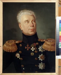 Ivan (Adam) Krusenstern tengernagy (1770-1846) felfedező portréja (I. Krusenstern felfedező admirális portréja). olaj, vászon, 1850 körül, 19. századi orosz művészet. Állami Központi Haditengerészeti Múzeum, Szentpétervár.
