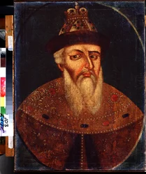 IV. Rettegett Iván cár portréja (1530-1584) (IV. Rettegett Iván cár portréja). Névtelen festmény, olaj, vászon, 68 x 53 cm, 18. század eleje. Állami Művészeti Múzeum, Nyizsnyij Tagil, Oroszország.