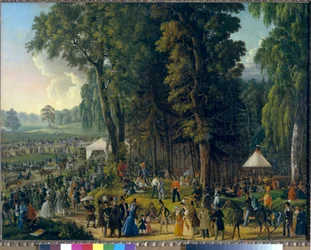 Nyilvános ünnepségek a moszkvai Marina Rochában. Névtelen festmény, olaj, vászon, 1840 körül. Orosz művészet