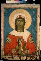 ""Szent Borbála ábrázolása"" orosz ikon. festés fára