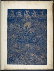 Hozzáadás. Vagy. 3050    Egy 12 tibeti isteneket ábrázoló rajz egyike egy tibeti művésztől, valószínűleg Lhászában, 1800 körül    (guache papíron)