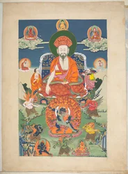 Hozzáadás. Vagy. 3056  Egy 12 rajz egyike, amelyek tibeti isteneket ábrázolnak egy tibeti művésztől, valószínűleg Lhászában, 1800 körül    (guache papíron)