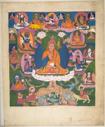 Hozzáadás. Vagy. 3058    Egy 12 rajz egyike, amelyek tibeti isteneket ábrázolnak egy tibeti művésztől, valószínűleg Lhászában, 1800 körül    (guache papíron)