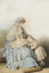 Maria Amália francia királynő, Lajos herceg, Nemours hercege gyermekeivel, 1845