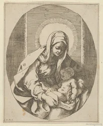 A csecsemő Krisztust ölében tartó Szűzanya, ovális kompozíció, Reni után, 1620-50., 1620-50.