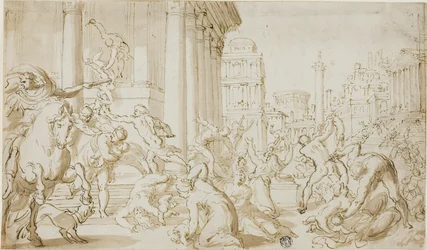 Az ártatlanok mészárlása (recto); figuravázlatok (verso)