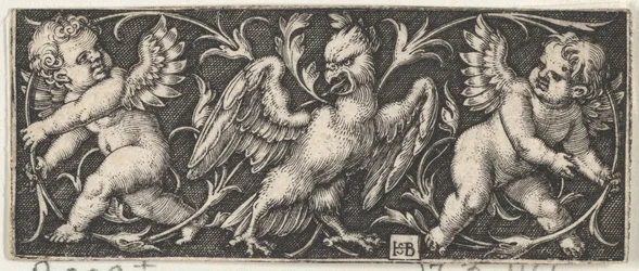 Vízszintes panel sassal, két geniivel, 1544.