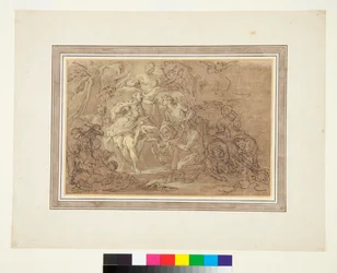 Bacchus és Ariadne 1715 körül (toll és tinta fekete krétával barna talajon)