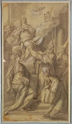 Rajz, Madonna és szentek, 1730 körül.