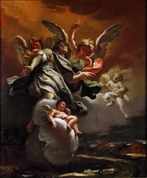 Szent Sebestyén apoteózisa, Sebastiano Ricci (1659-1734) festménye, 1694, méret: 78,5 x 63,5 cm, Milánó, Civiche Raccolte del Castello Sforzesco