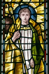 Mortehoe, St Mary, Heaton Butler és Bayne, Selwyn Image, Szent Rafael arkangyal részlet, 1890 körül