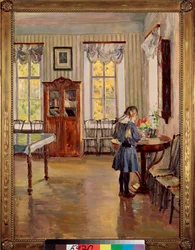 Egy házban – Szergej Arszenjevics Vinogradov (1869-1938) festménye, olaj, vászon