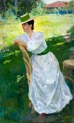 Női portré (En plein air) - Vinogradov, Szergej Arszenyevics (Arszenevics) (1869-1938) - 1899 - Olaj, vászon -