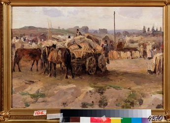 Egy vásár – Szergej Ivanovics Szvetoszlavszkij (Szvetoszlavszkij) festménye (1857-1931), olaj, vászon, orosz művészet 19. század - Állami Művészeti Múzeum, Harkov (Kharkiv) (Ukrajna)