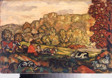 Lelkészi jelenet – Szergej Jurijevics Sudejkin festménye (Serge Soudeikine) (1882-1946), olaj, vászon, 20. század eleji orosz művészet – Primorszki Állami Művészeti Galéria, Vlagyivosztok (Oroszország)