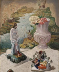 Porcelán figurák és virágok