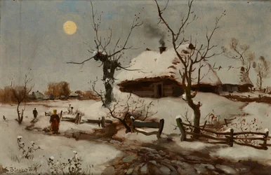 Víkendházak a hóban (olaj, vászon)
