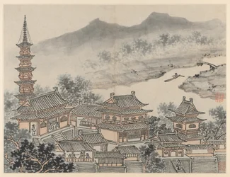 Tiger Hill 12 képe, Suzhou: Az Ezer Buddha Csarnok és a Pagoda, 1490 után.
