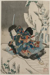 Nakamura Utaemon IV, mint a hóban álló harcos
