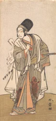 Az Ichikawa család egyik színészének álló alakja, valószínűleg IV. Danjuro, 1726-1792.