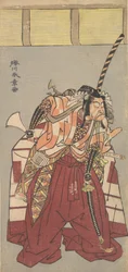 A színész Ichikawa Danjuro V, terjedelmes szertartásos nadrágban, Nagabakama,..., 1726-1