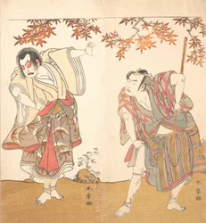 A színészek Ichimura Uzaemon és Arashi Sangoro, kb. 1773.