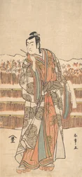 A második Ichikawa Monnosuke, mint magas rangú ember a hóban, kb. 1786-87.