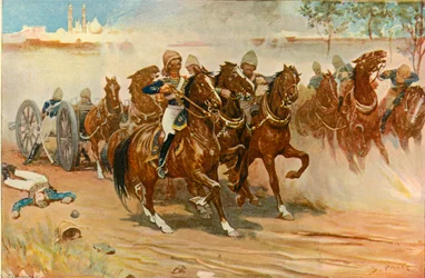Roberts hadnagy megmenti az akkumulátorát Delhi falai alatt, 1901.