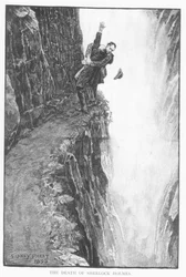 Sherlock Holmes halála, illusztráció Arthur Conan Doyle (1859-1930) Az utolsó probléma című művéhez, megjelent a Strand Magazine-ban, 1893. december