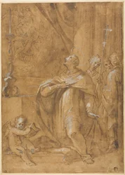 San Carlo Borromeo imádja a Szűz születésének képét