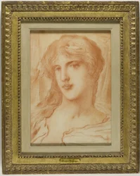 Fej, 1880 körül (vörös kréta, buff vászonpapír)