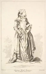 Régi divat Françoise, a Különféle külföldi figurák gyűjteményéből Feltaláló..., 18. század.