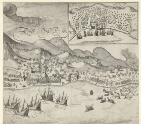 A hollandok győzelme a portugálok felett Tidore-n (jobb oldali kép), 1605